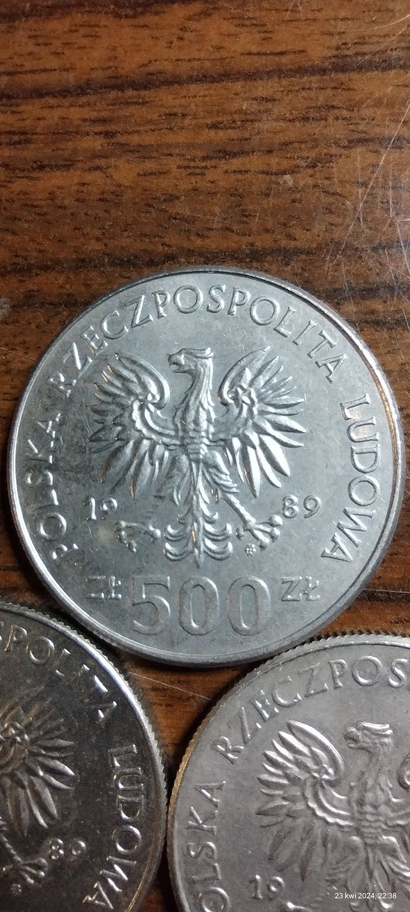 Moneta monety Polska 500 oraz 1000 zl