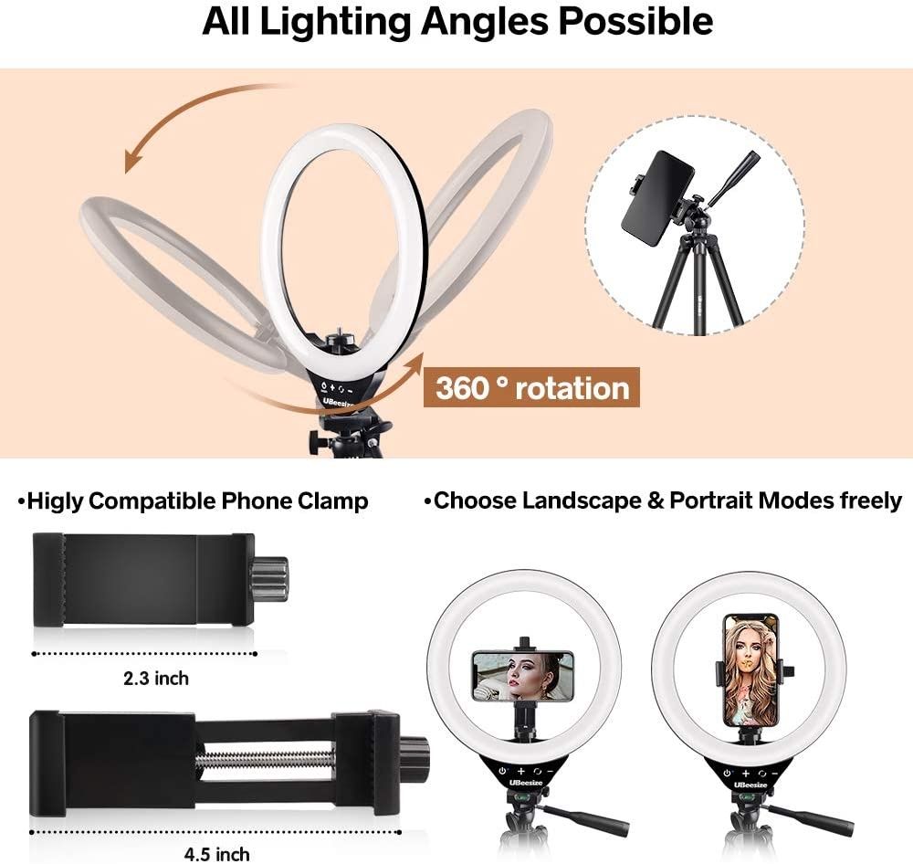 Lote de Ring Light UBeesize 10 c Tripé