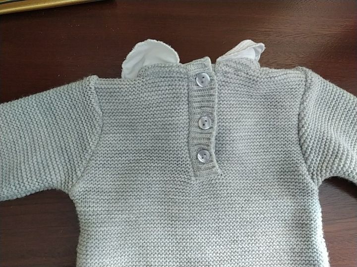 Camisola em tricot 3 meses em cinza e branco