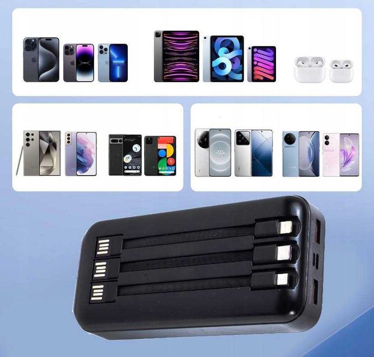 NOWY Powerbank 20000 mah 22,5w + Kable qc pd usb usb-c szybki mocny