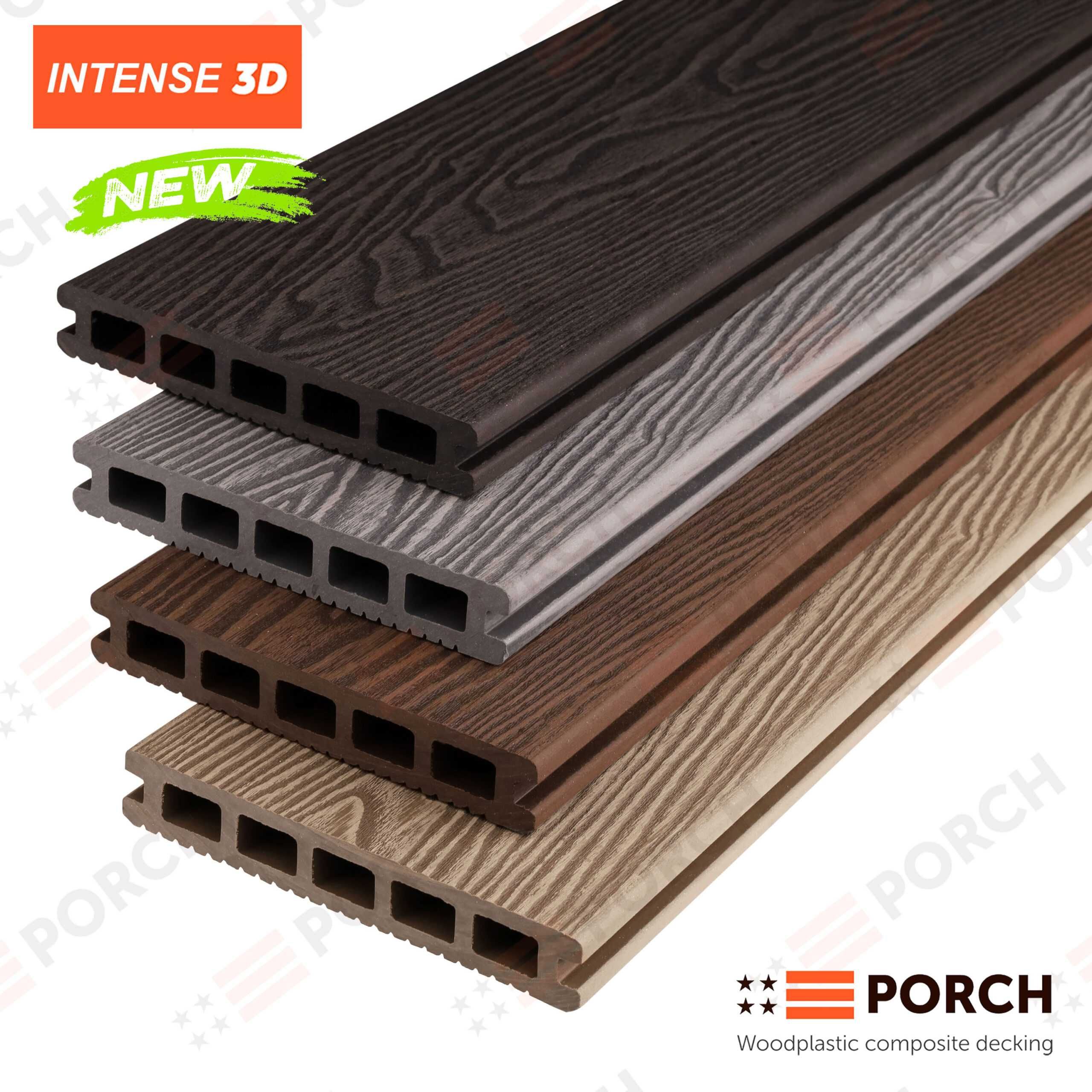 Композитна ДПК дошка Porch Intense 3D ріфлена/гладка