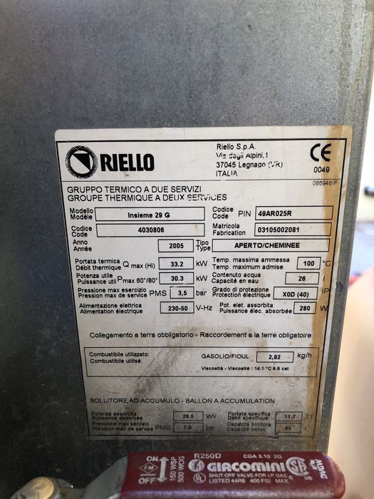 Caldeira a gasóleo Riello Insieme 29G