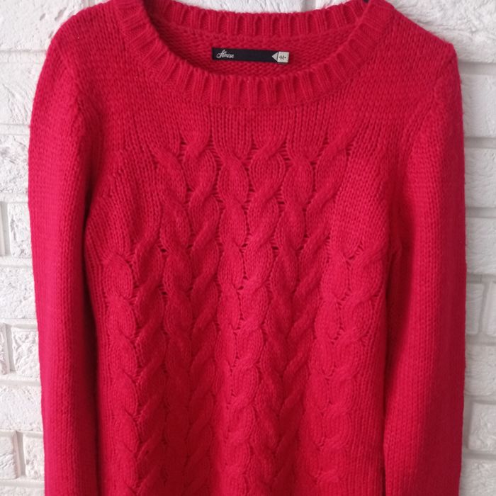 Sweter czerwony wzór pleciony House rozmiar M 38
