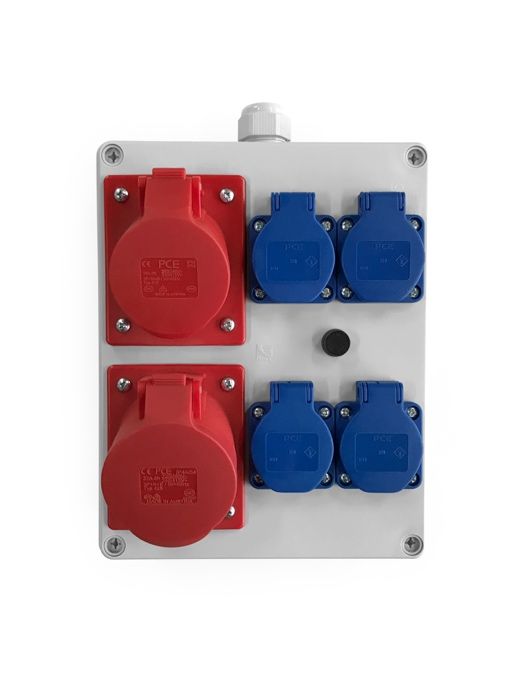 Skrzynka elektryczna natynkowa, gniazda 1x32A/1x16A 400V 5P | 4x230V