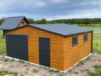 Garaż Blaszany 6×5 Dwuspadowy Drewnopodobny