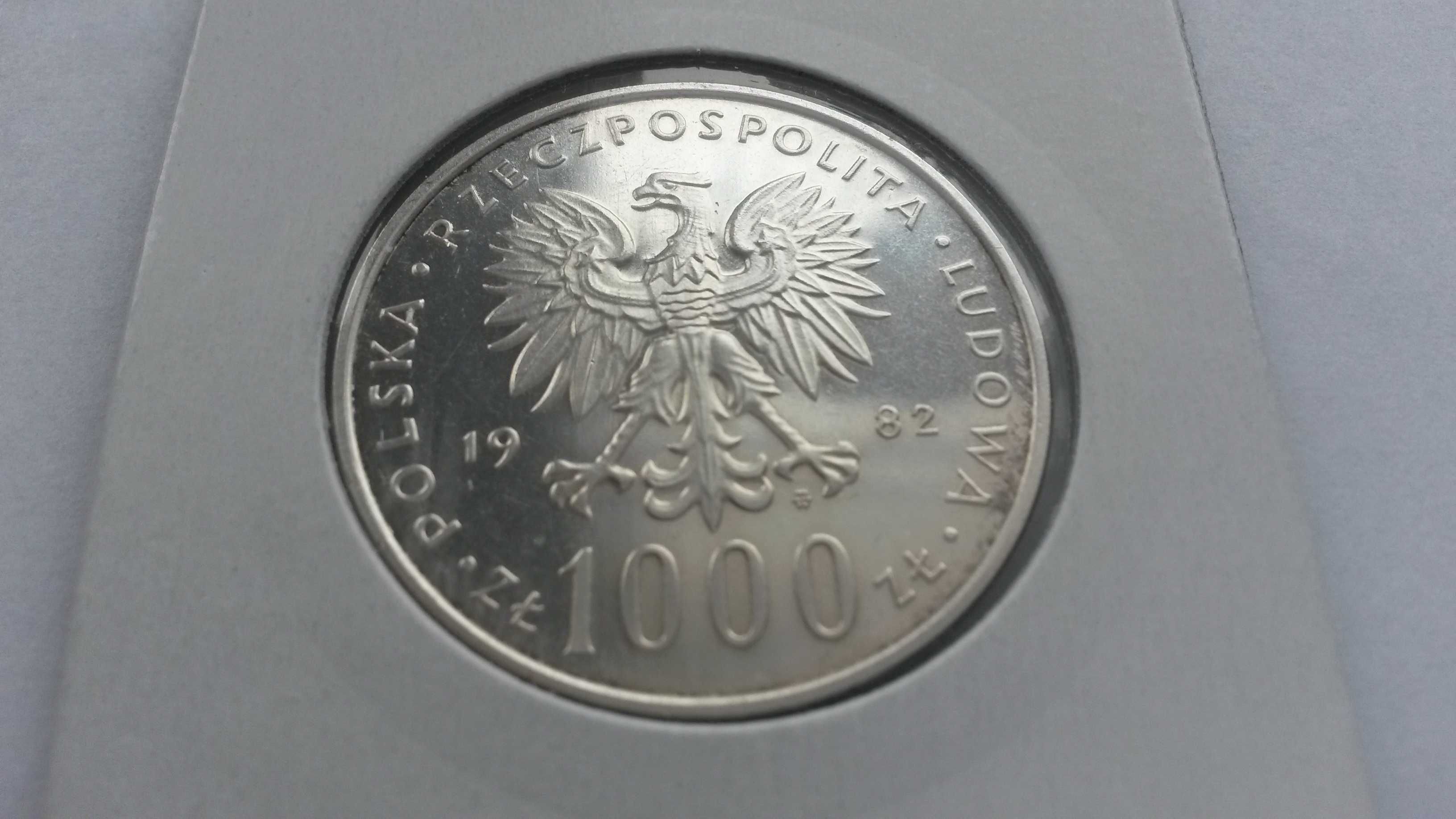 Moneta kolekcjonerska 1000 zł srebrna lustrzanka Jan Paweł II 1982 r.