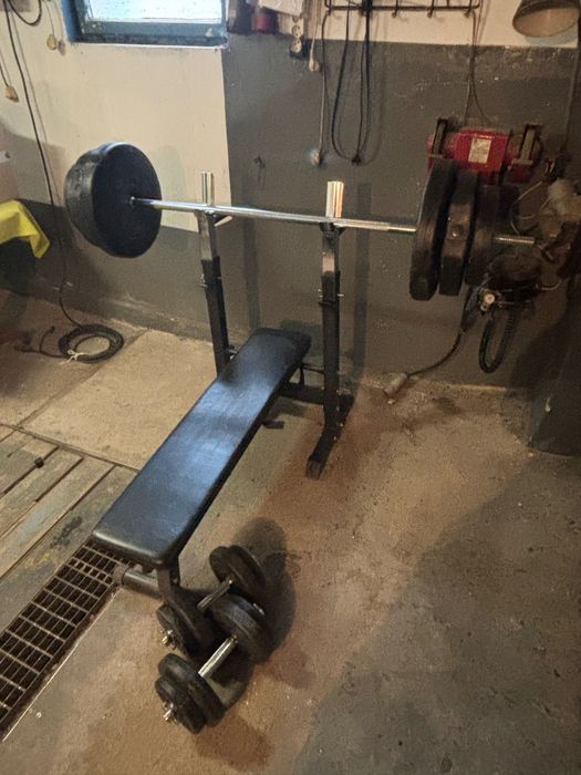 Ławeczka, sztanga, hantle + obciążenie ok 70kg