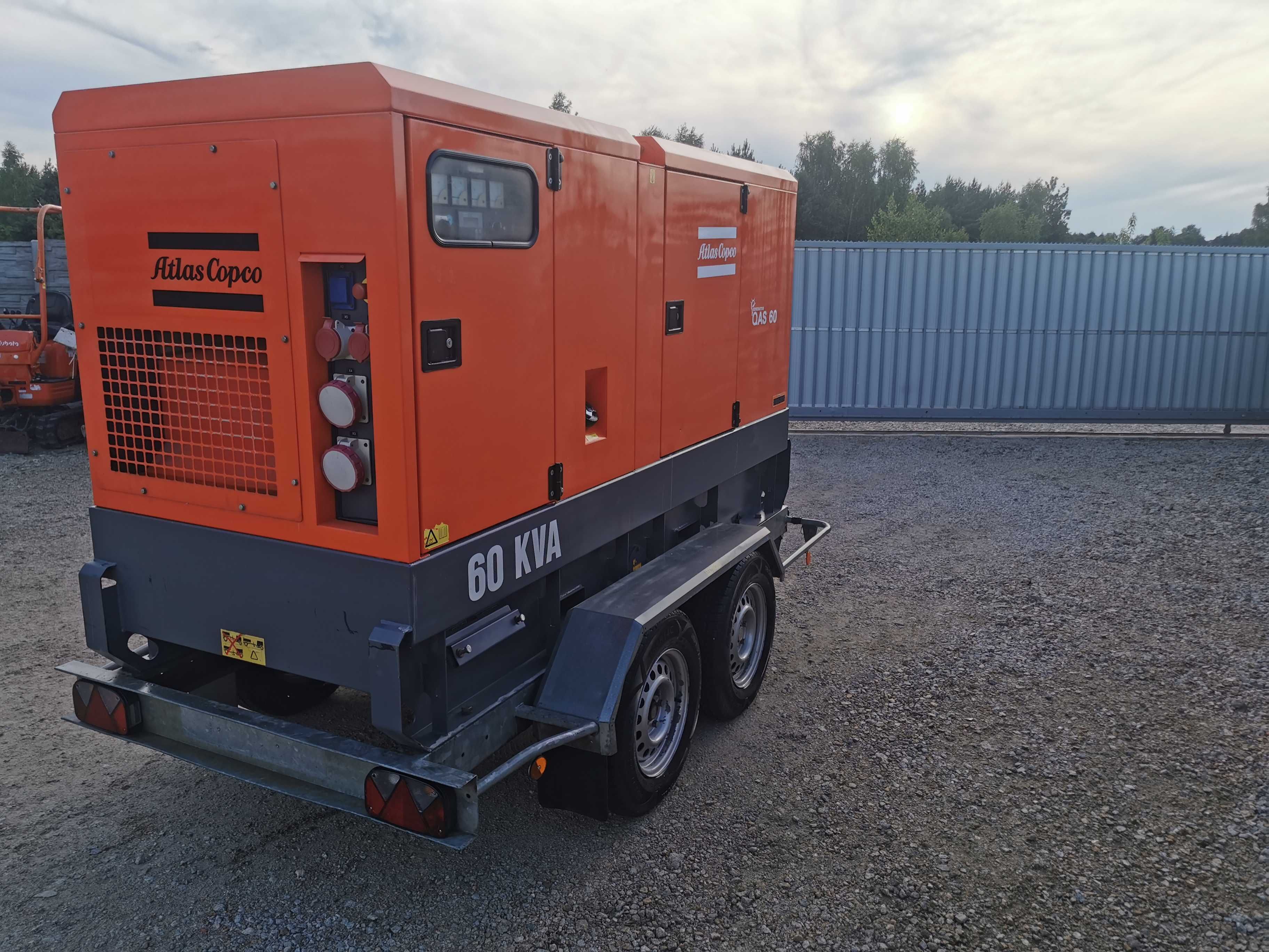 Agregat prądotwórczy  na przyczepie Mobilny Atlas Copco QAS 60 agregat