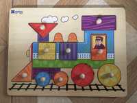 Pociąg lokomotywa drewniane puzzle andreu toys