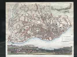 Gravura - mapa de Lisboa - Sec. XIX - original