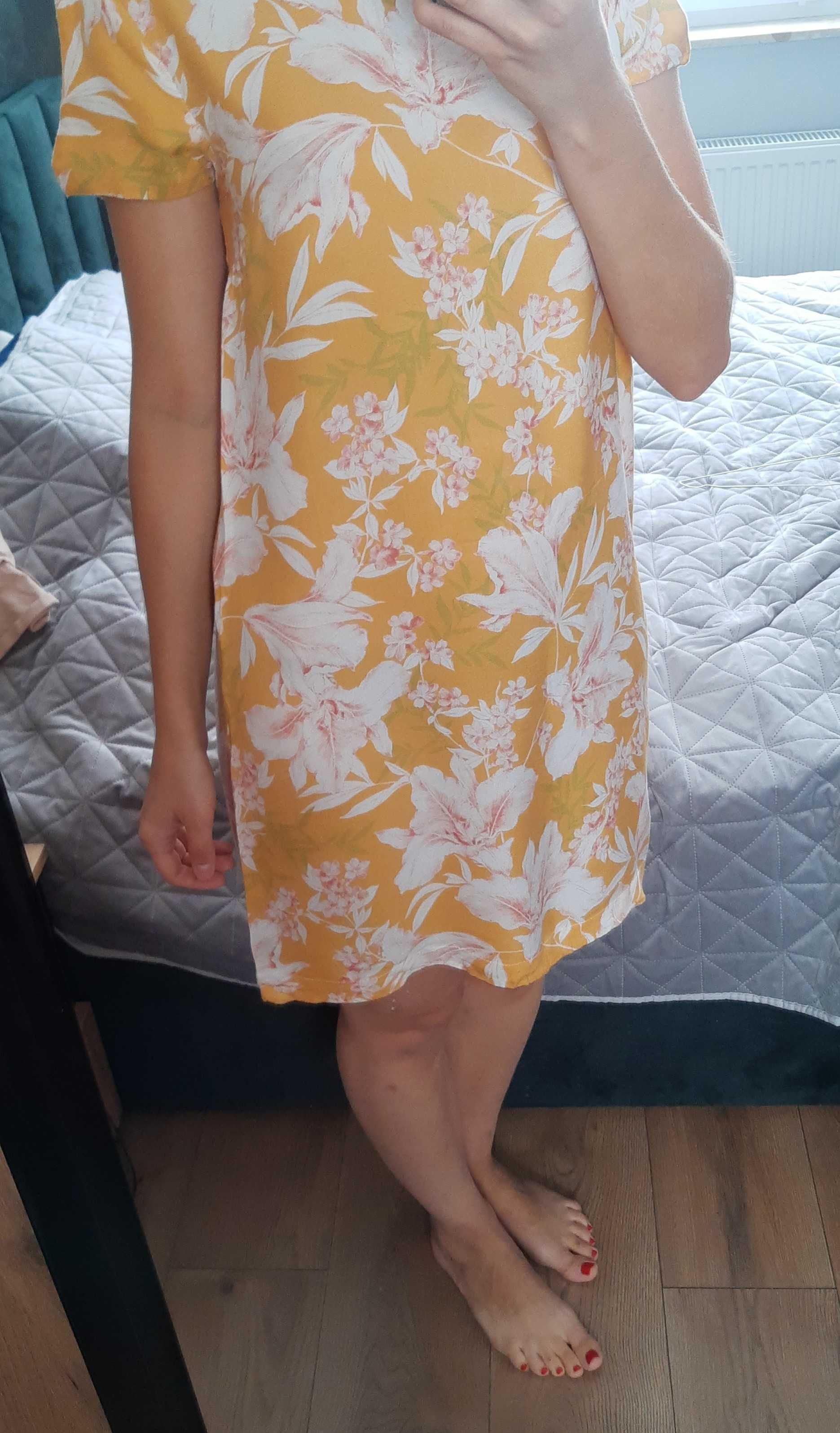 Letnia sukienka, żółta w kwiaty, r. 36, Reserved