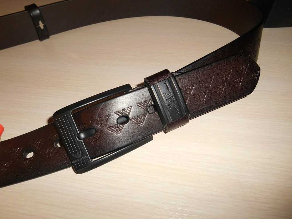 Emporio Armani Męski pasek firmowy, skóra naturalna, Włochy 95-86