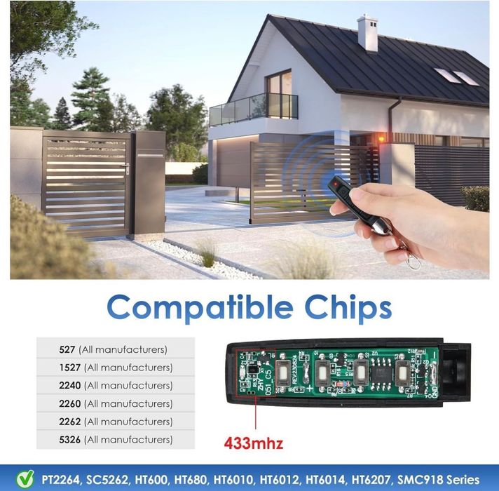 3-częściowy pilot do drzwi garażowych 433 MHz pilot do bramy