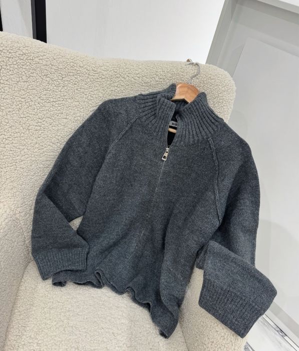 В’язаний кардиган на блискавці з рукавами реглан, кофта на змейке