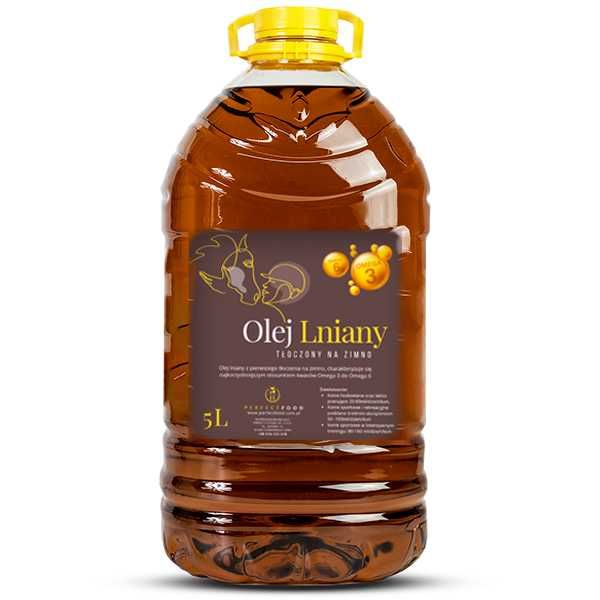 Olej Lniany Dla Hodowców - Konie - Trzoda - Dodatek Do Pasz - 5L x 120