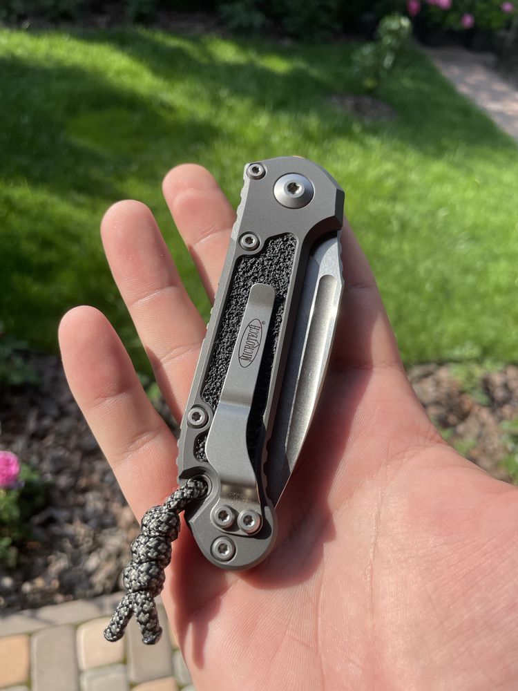 Microtech LUDT GEN III Stonewashed Drop Point w/Natural Clear Handle