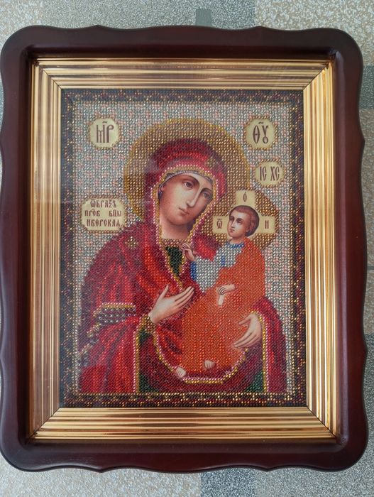 Икона божьей матери из бисера