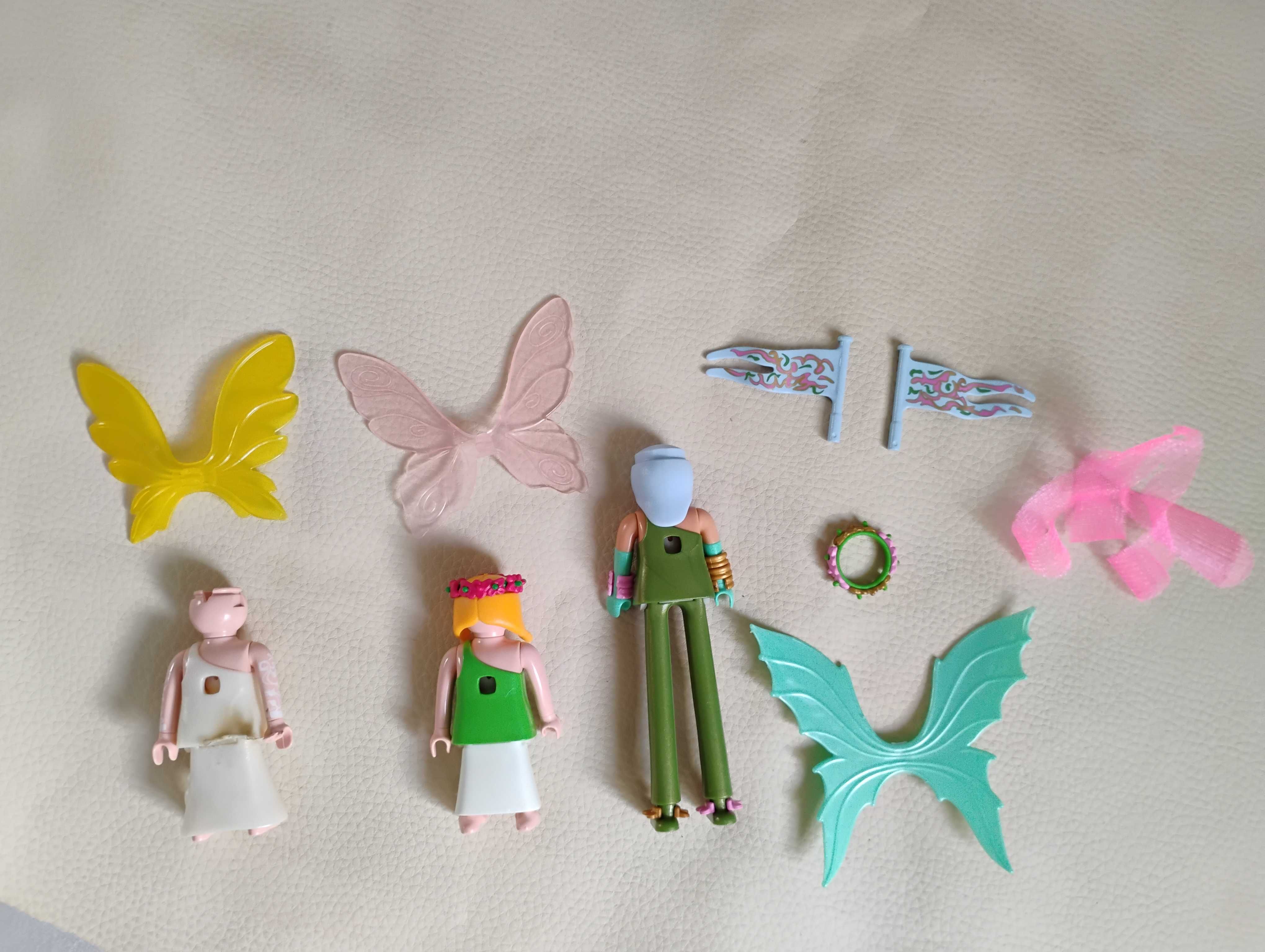 3 figurki Playmobil wróżki + krzew róży + tort urodzinowy