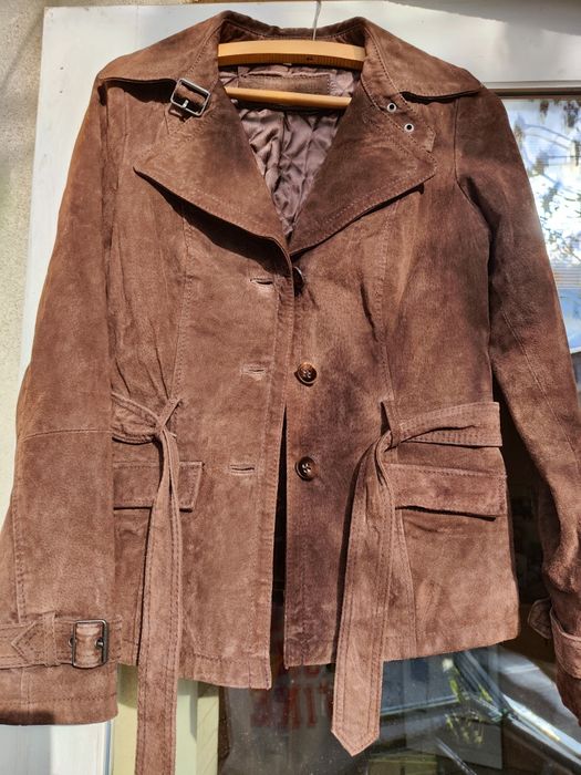 Kurtka skórzana, zamszowa, ocieplana