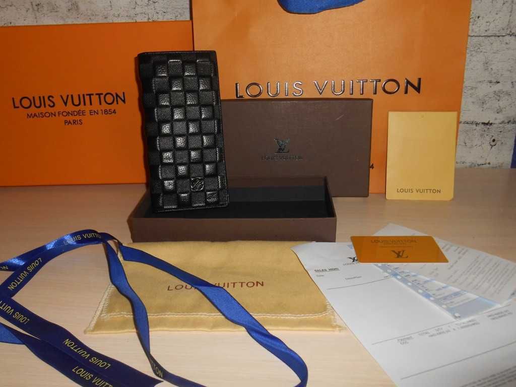 LOUIS VUITTON Duży Męski portfel na prezent, 100% skóra 55-004