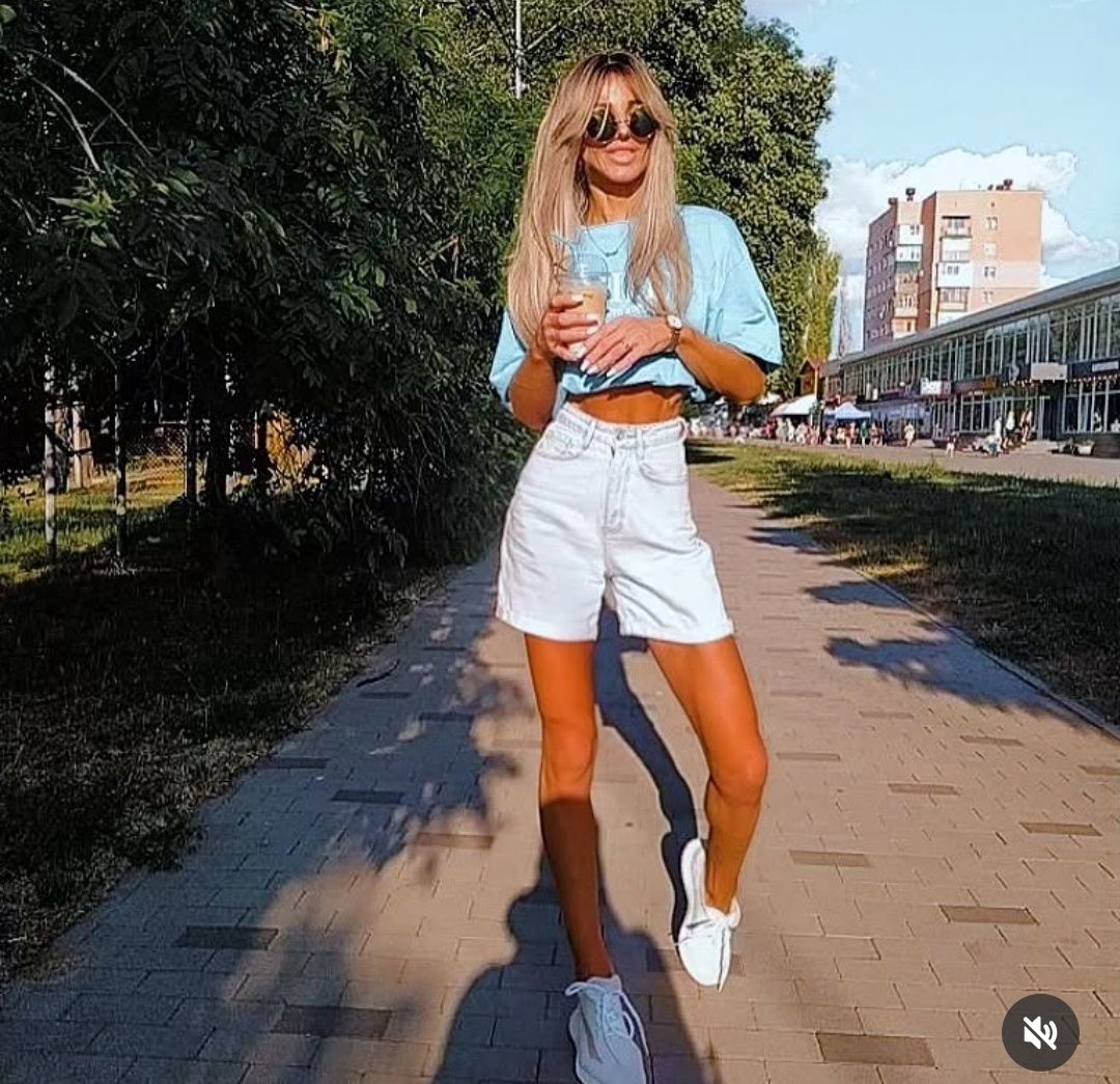 Шорты багги высокая посадка