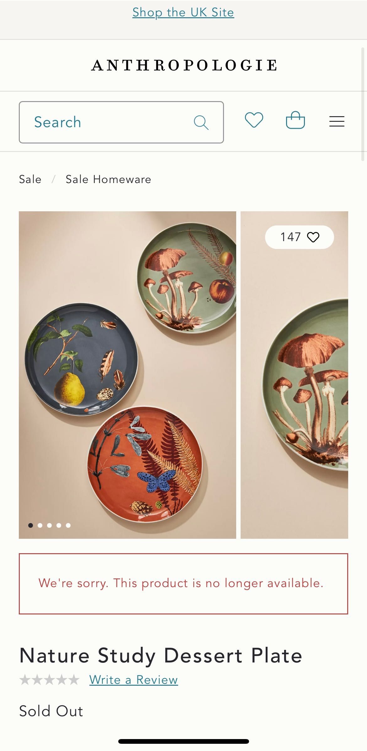 Десертна тарілка ANTHROPOLOGIE Nature Study Dessert Plate