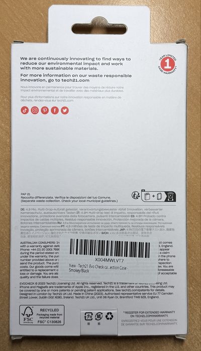 Чохол Tech21 Evo Check для iPhone 15 Pro Max ОРИГІНАЛ