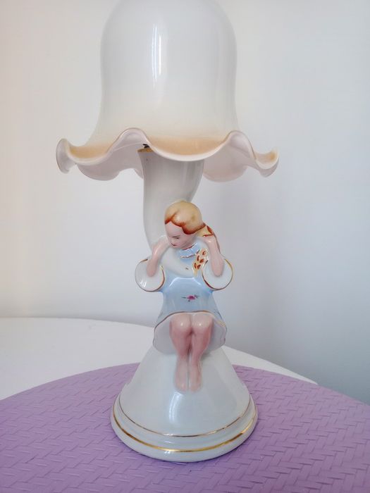 Lampa Ćmielów róg obfitości   klosz porcelana
