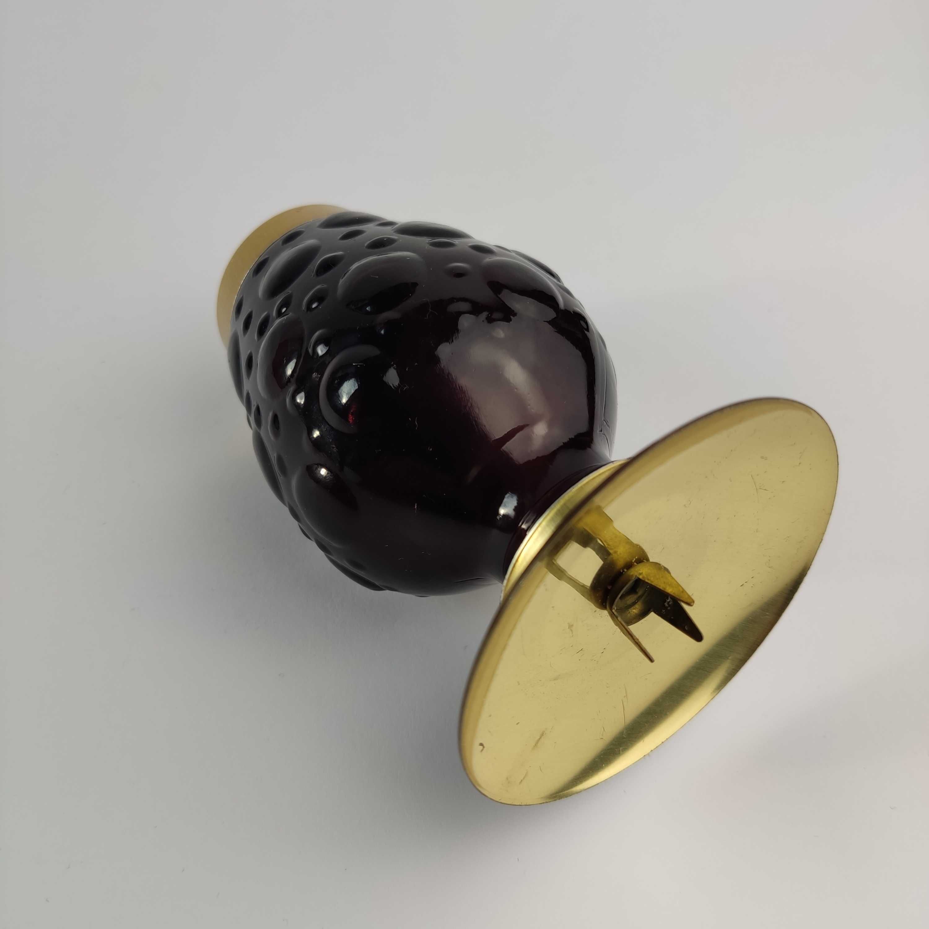 Nietypowy świecznik szklany ( bubble glas ) z el.metalowym - lata 60