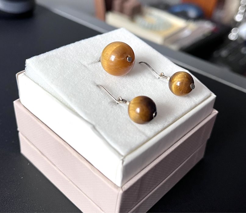 Zestaw kolczyki i zawieszka tygrysie oko