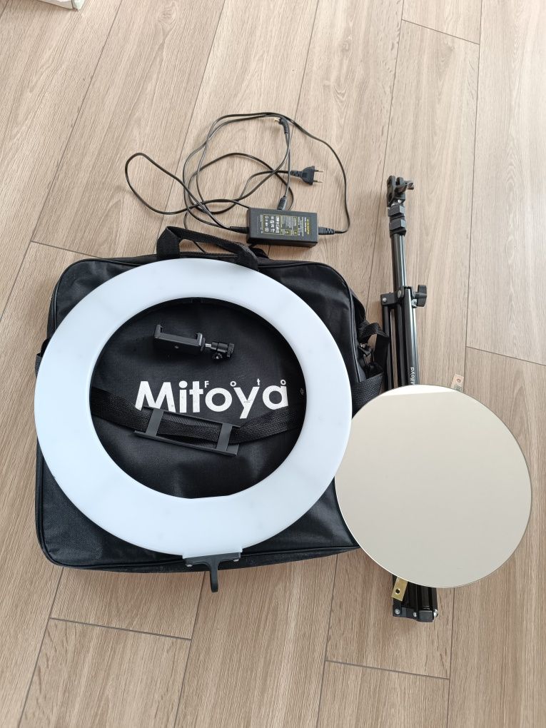 Zestaw lampa pierścieniowa LED RING MITOYA RL480 60W z masywnym statyw