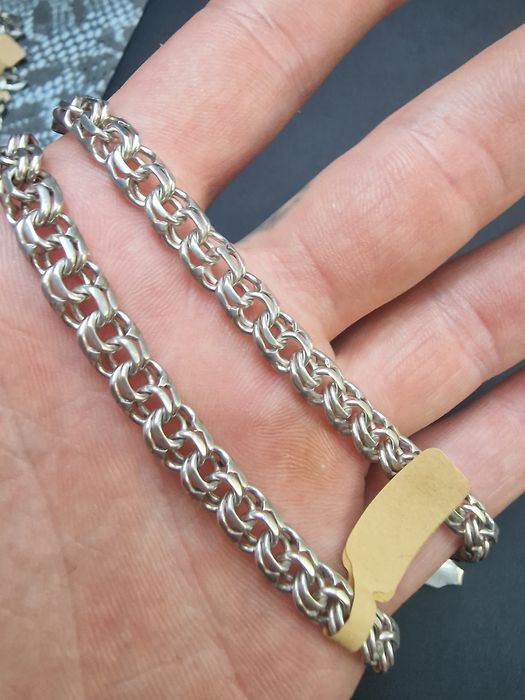 Łańcuszek srebrny splot galibarti stan B. Dobry 925 srebro