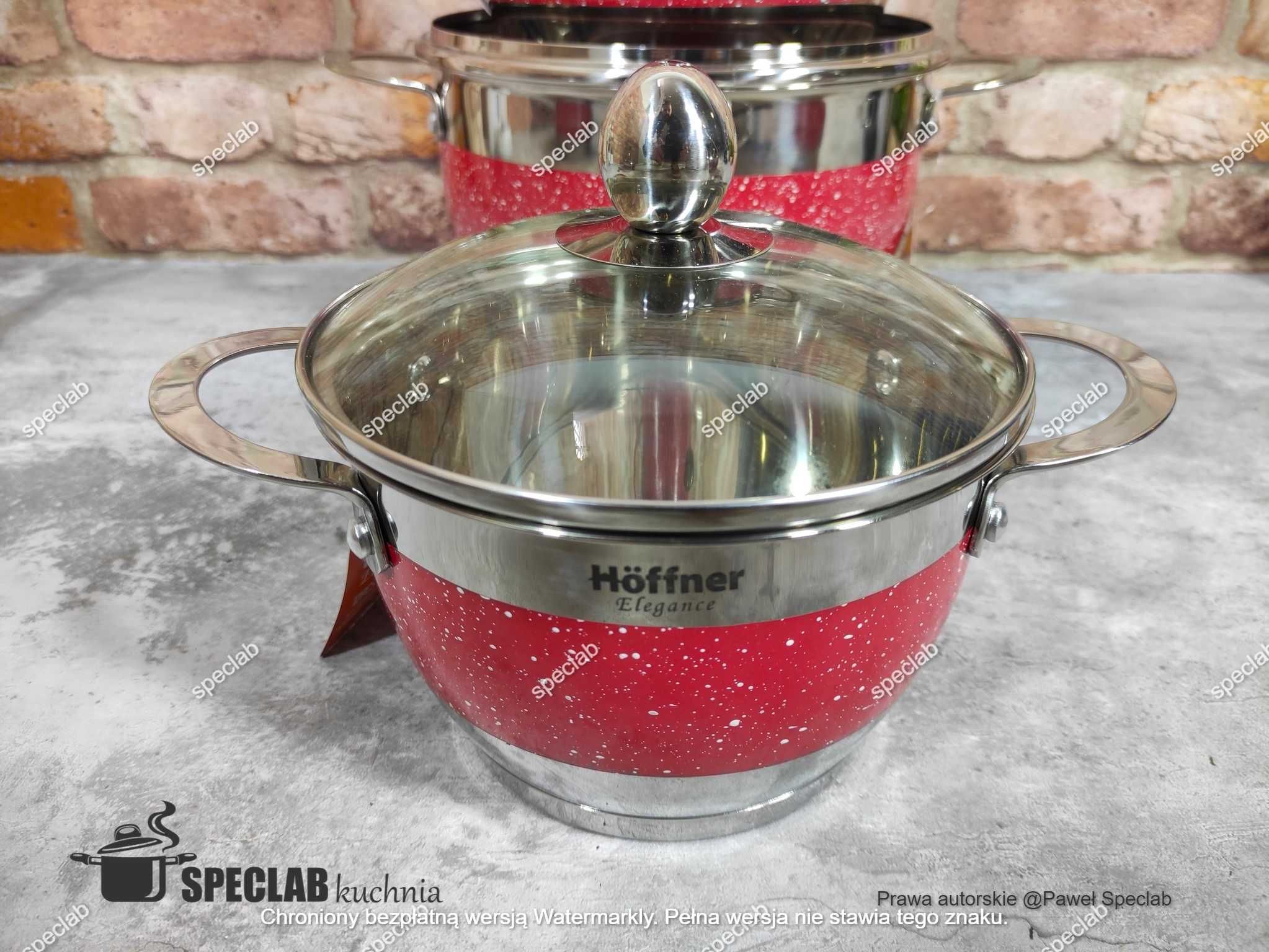 Komplet garnków HOFFNER HF-9920 RED. Gaz, indukcja, halogen