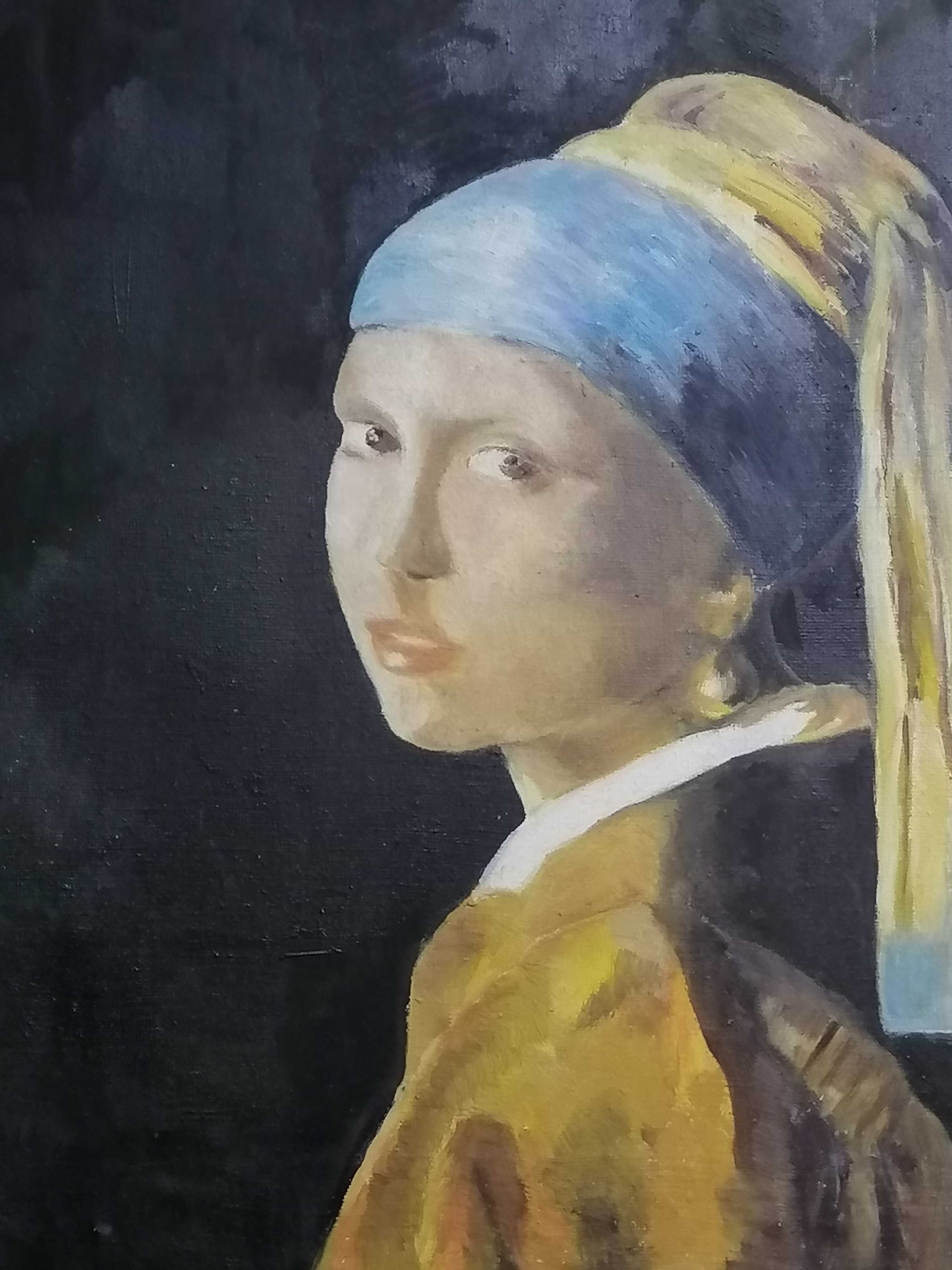 Obraz na płótnie "Dziewczyna z perłą" J. Vermeer - Reprodukcja