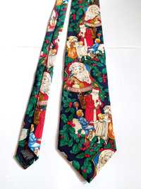 Новый шёлковый колекционный галстук "Дед мороз", Италия