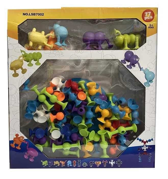 Silikonowe klocki konstrukcyjne przyssawki zabawka dla dzieci 77 sztuk