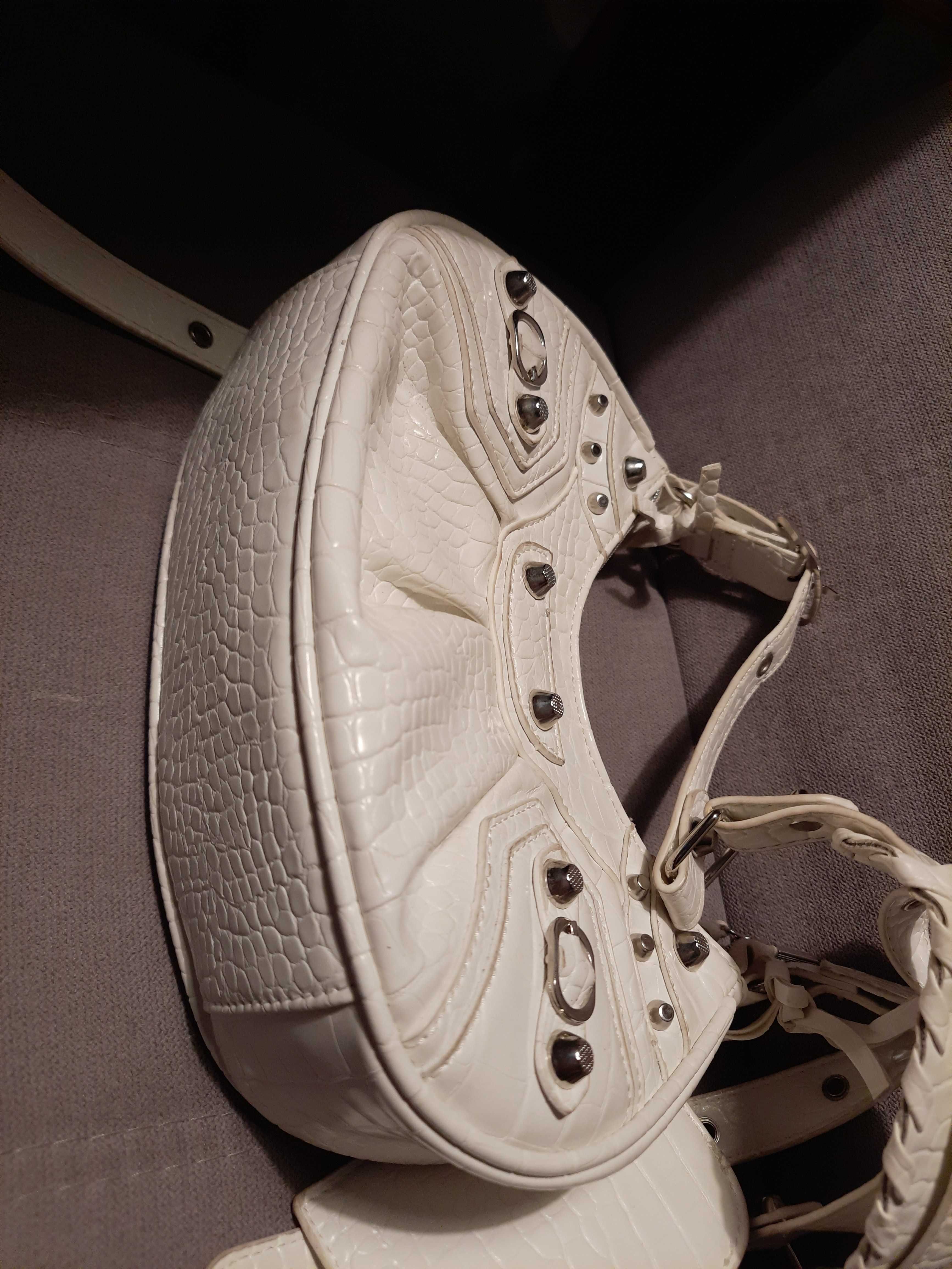 Torebka balenciaga cagole biala croco cwieki listonoszka mala