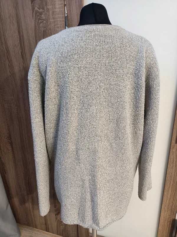Szary Sweter Grubszy Kardigan Rozpinany Vintage Rumento Rozmiar XL/XXL
