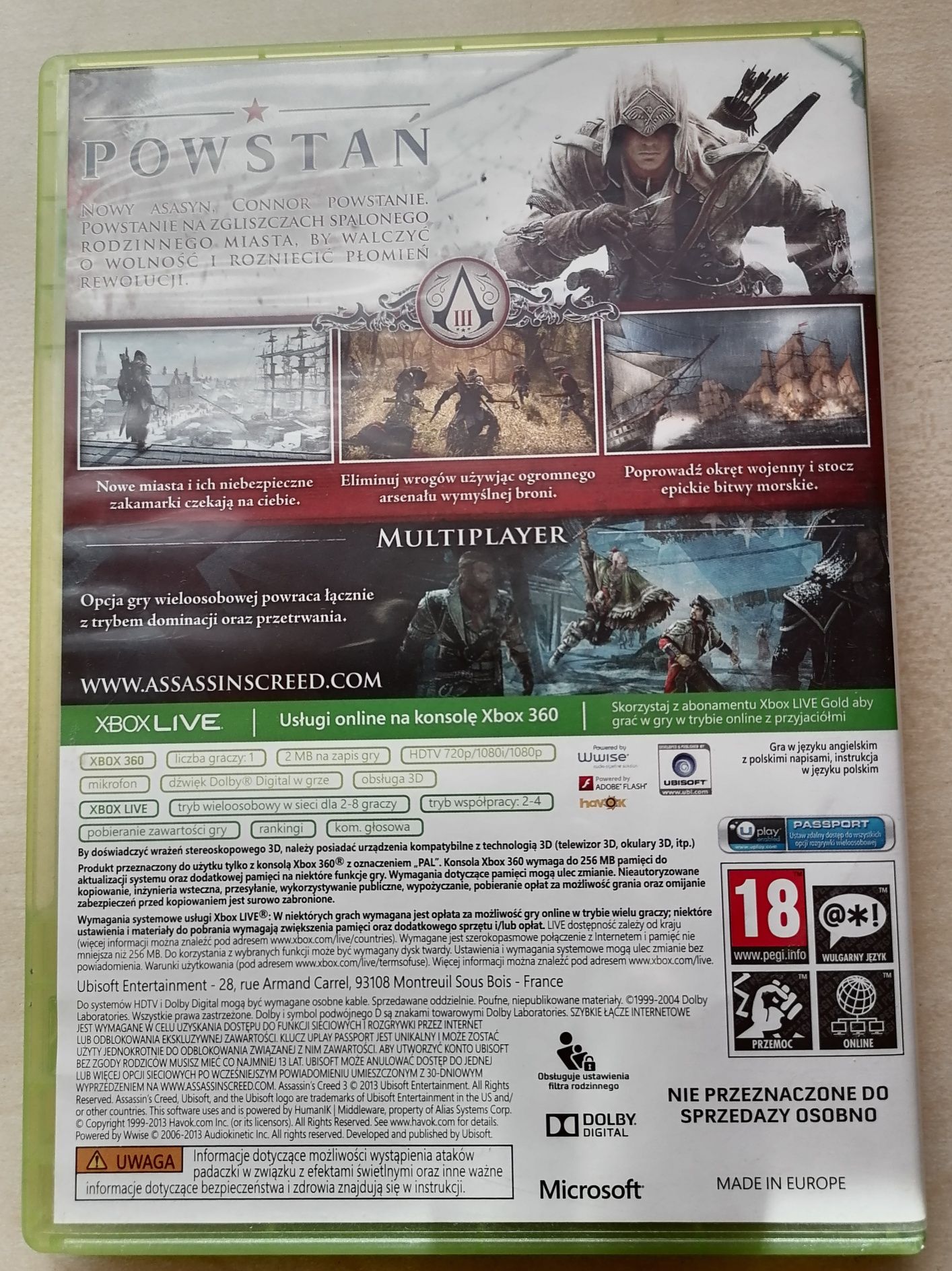Assassin's Creed 3 XBOX 360