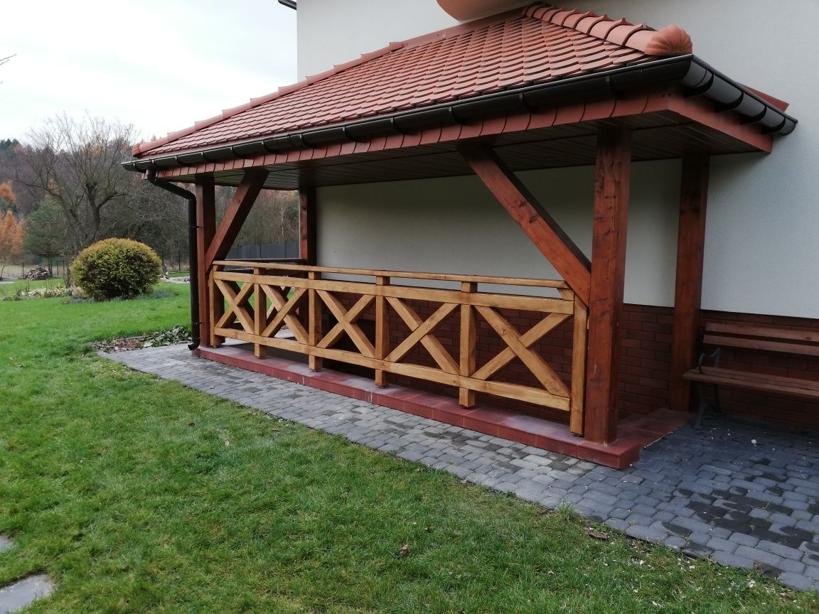 Balustrada drewniana krzyż barierka taras ogrodzenie balkon