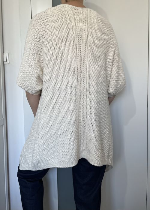 Massimo Dutti kamizelka narzutka kremowa z bawełny i kaszmiru