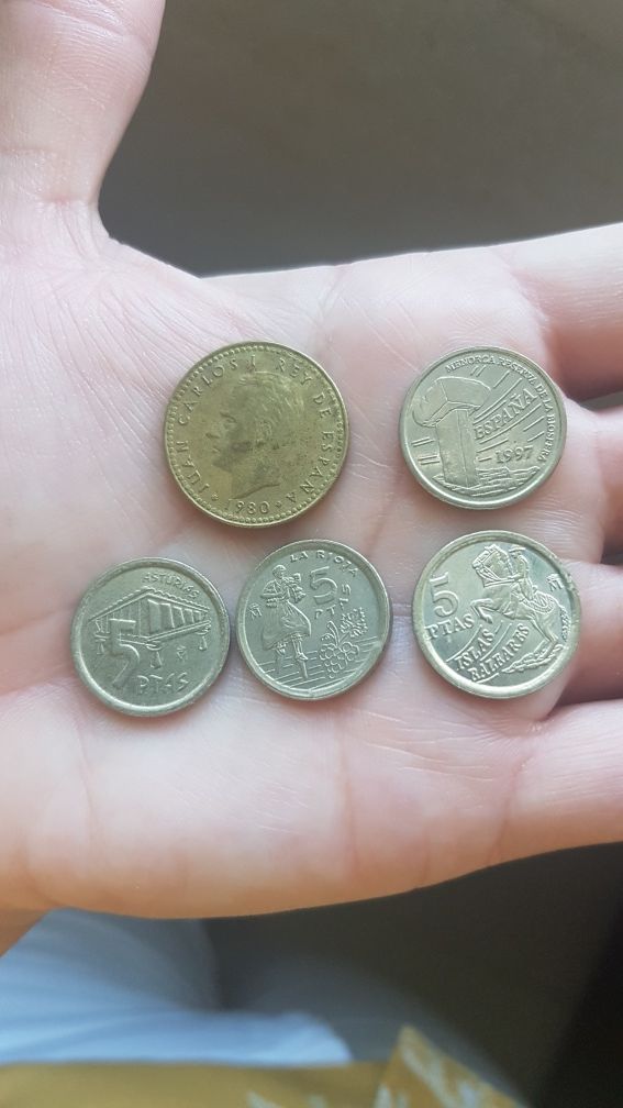 Lote de 5 moedas pesetas