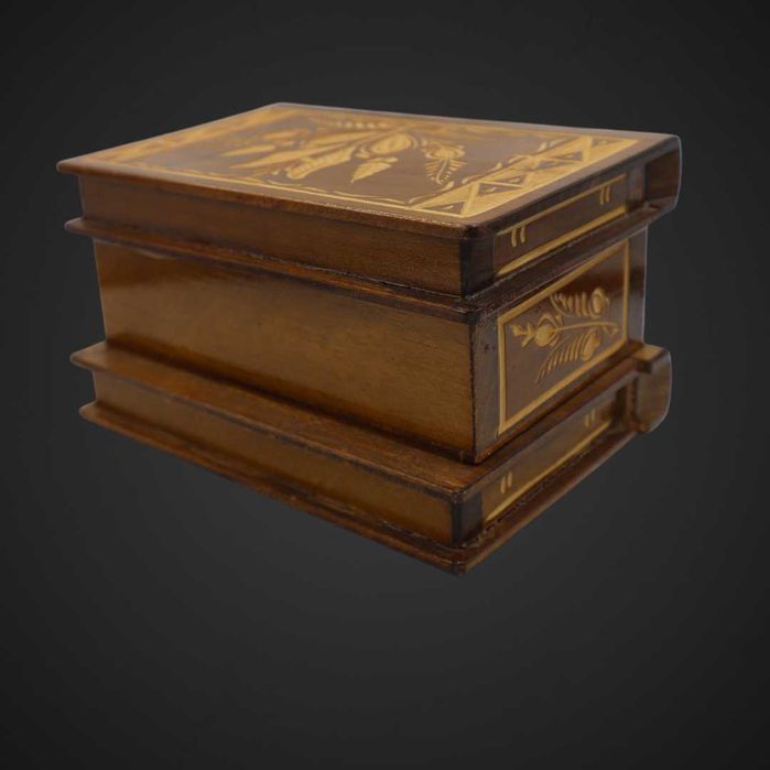 Drewniana szkatułka – zdobiona, ręcznie robiona, styl retro b51/083075