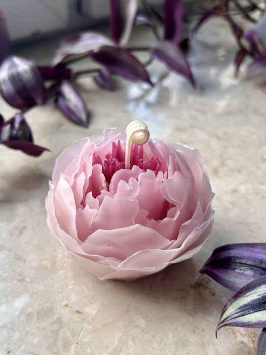 świeca piwonia handmade na prezent