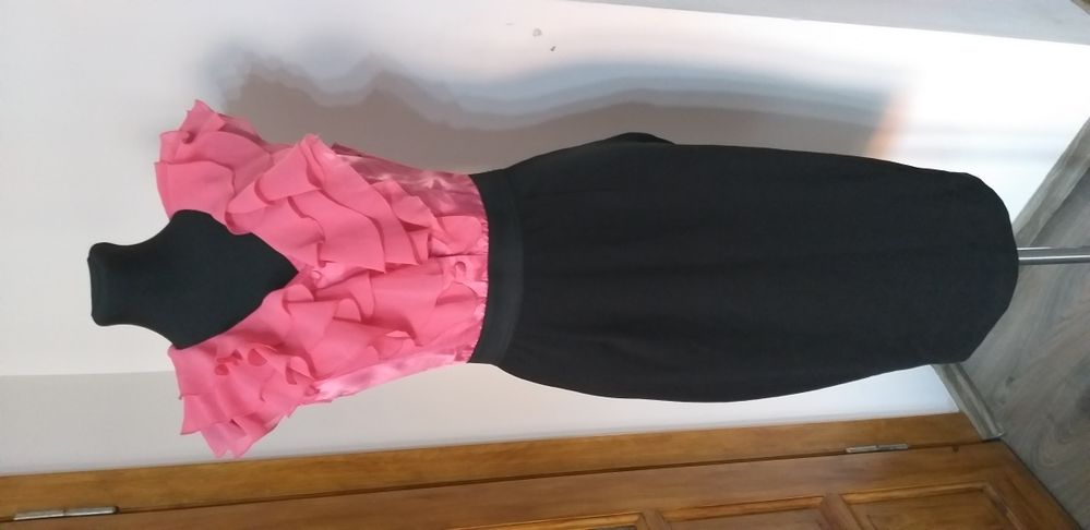 Sukienka czarna różowa LIPSY 38 M 36 S