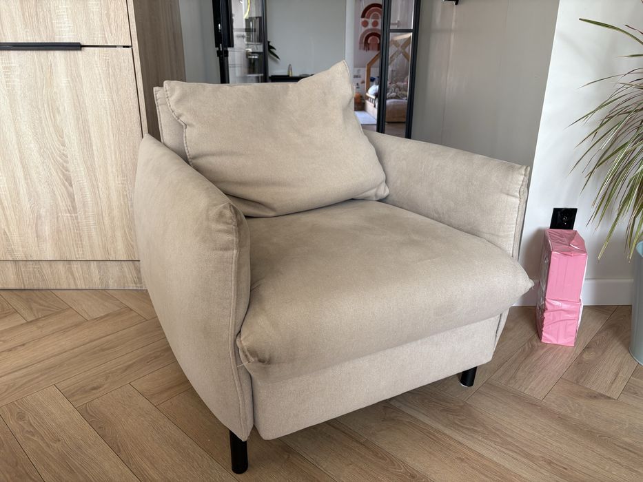 Nowoczesny, skandynawski Fotel Nesto firmy Etap Sofa - szary, bezowy