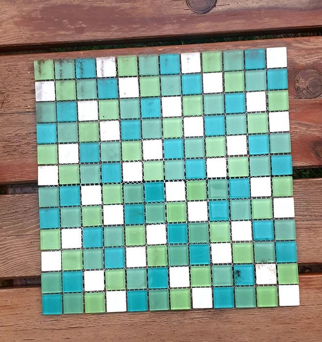 Plytki Mozaika szkło palmas zielony biały niebieski