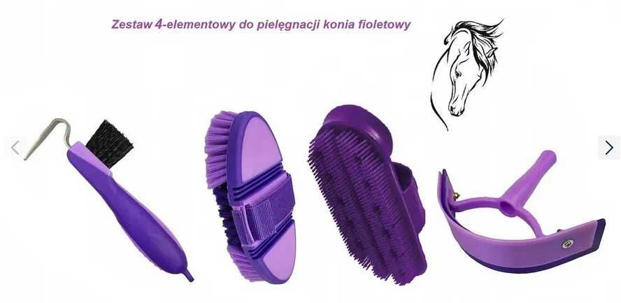 Zestaw szczotek dla konia fioletowy 5 elementów+ czarny 4el
