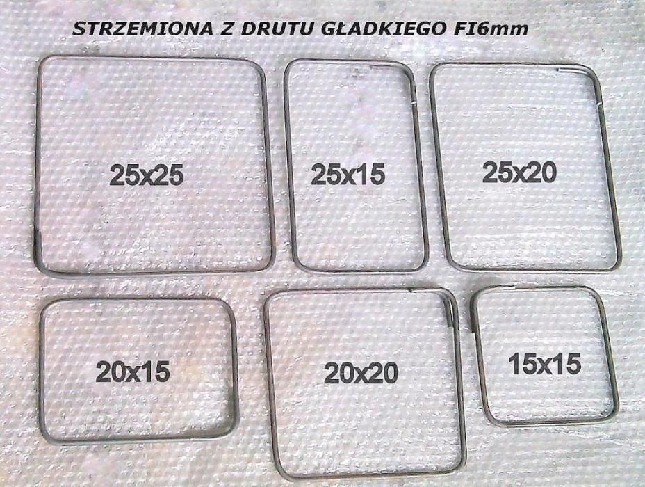 Strzemiona jarzemka budowlane zbrojeniowe FI6 wymiar 20x20