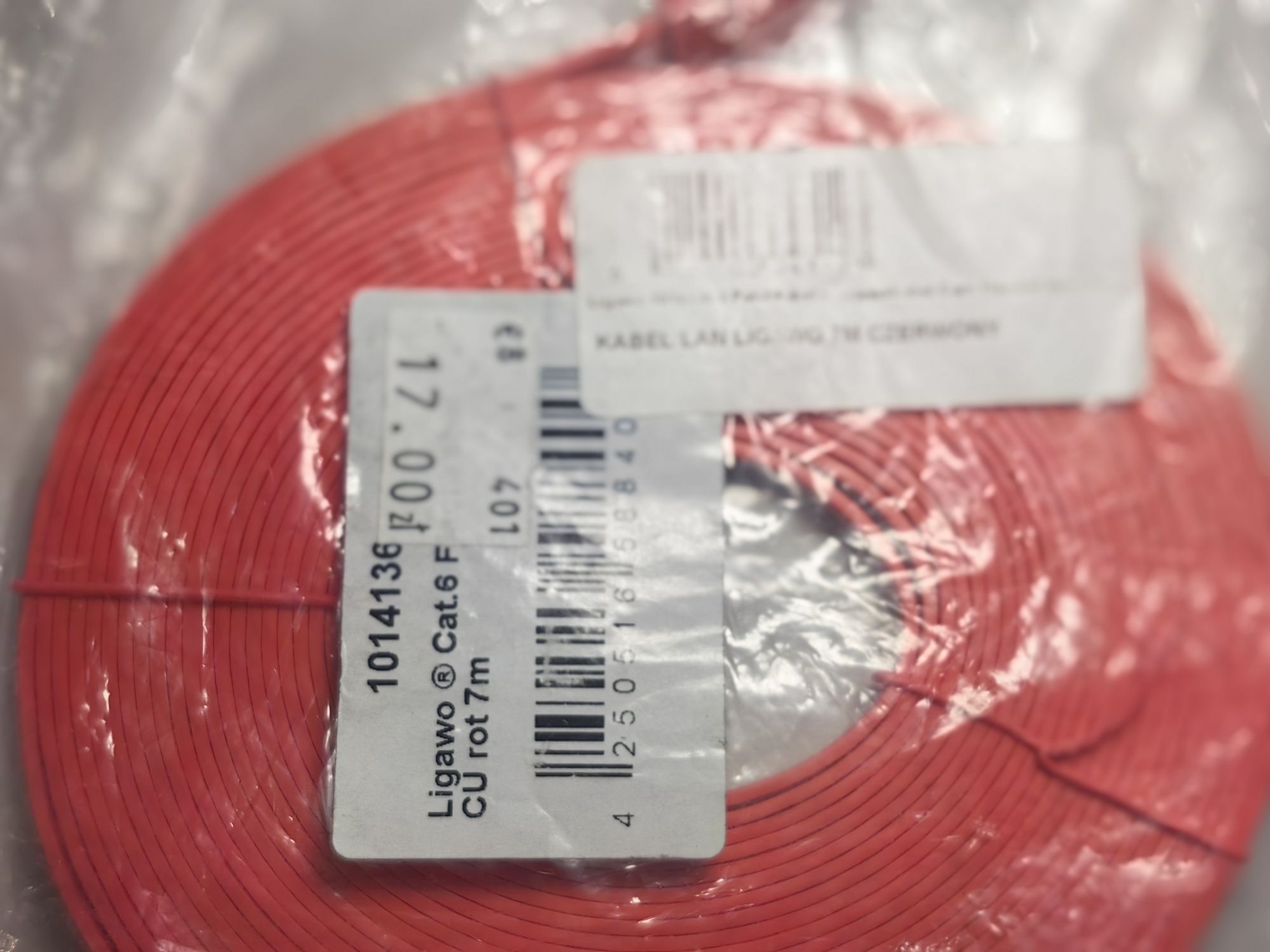 Kabel lan ligawo 7M czerwony Cat 6 nowy DPD